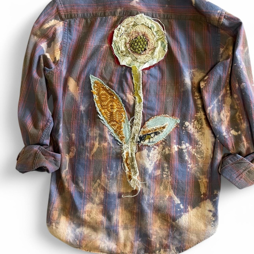 Floral Embroidered Plaid Shirt
